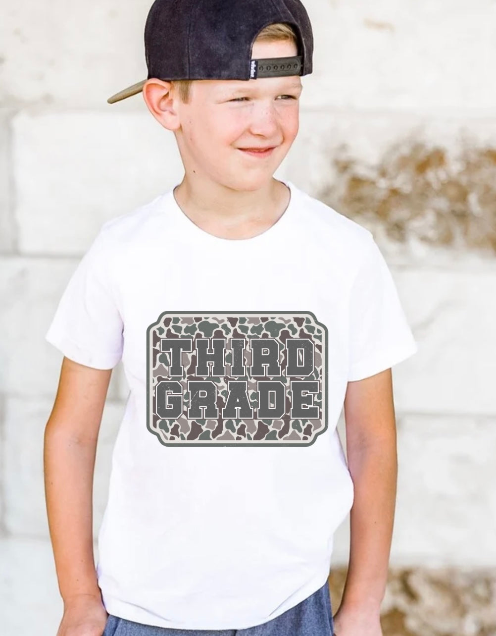 School Camo Plate Grade Tees