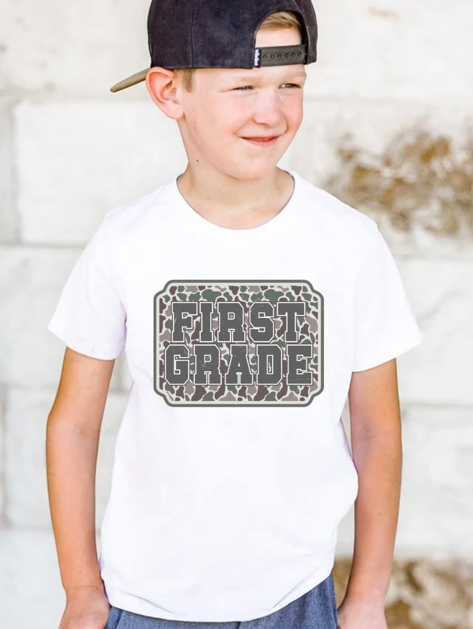 School Camo Plate Grade Tees