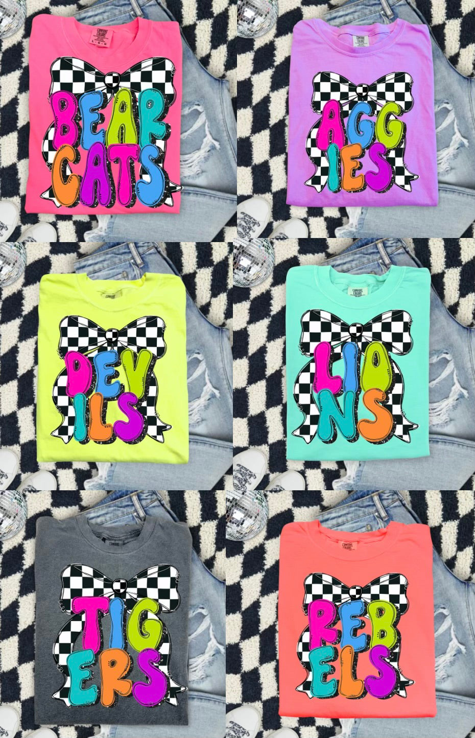 Youth Checkered Bow Mascot Tee