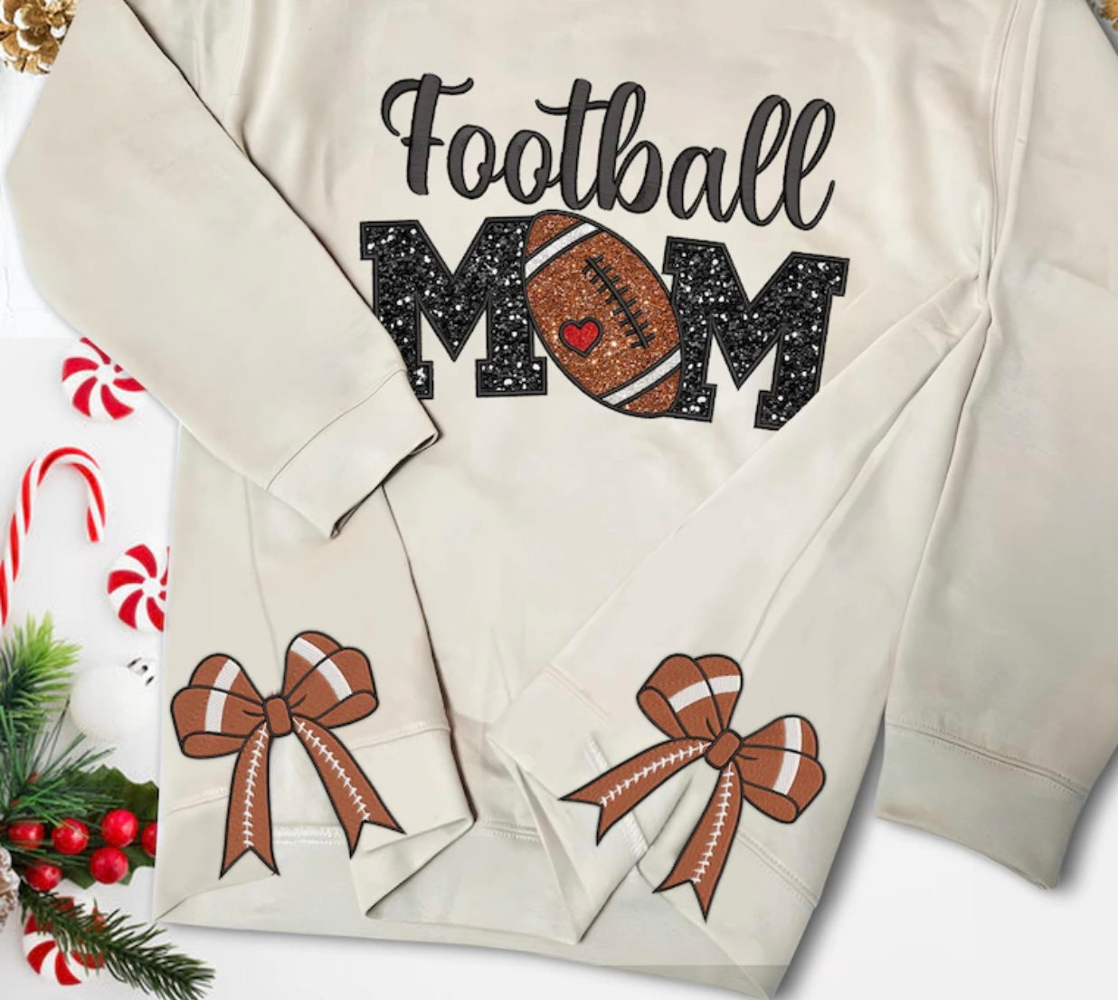 Football mom embroidery sweatshirt