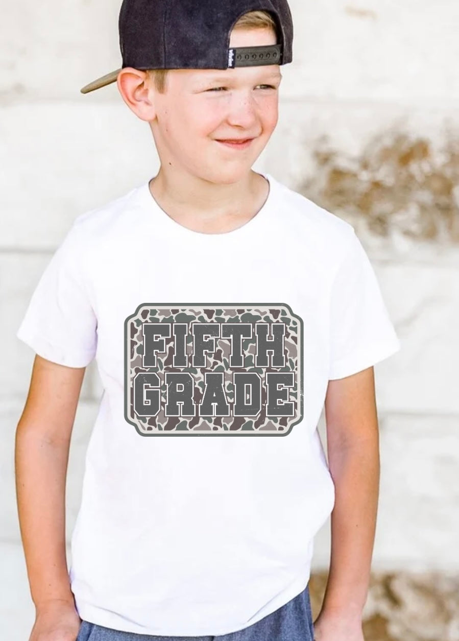 School Camo Plate Grade Tees