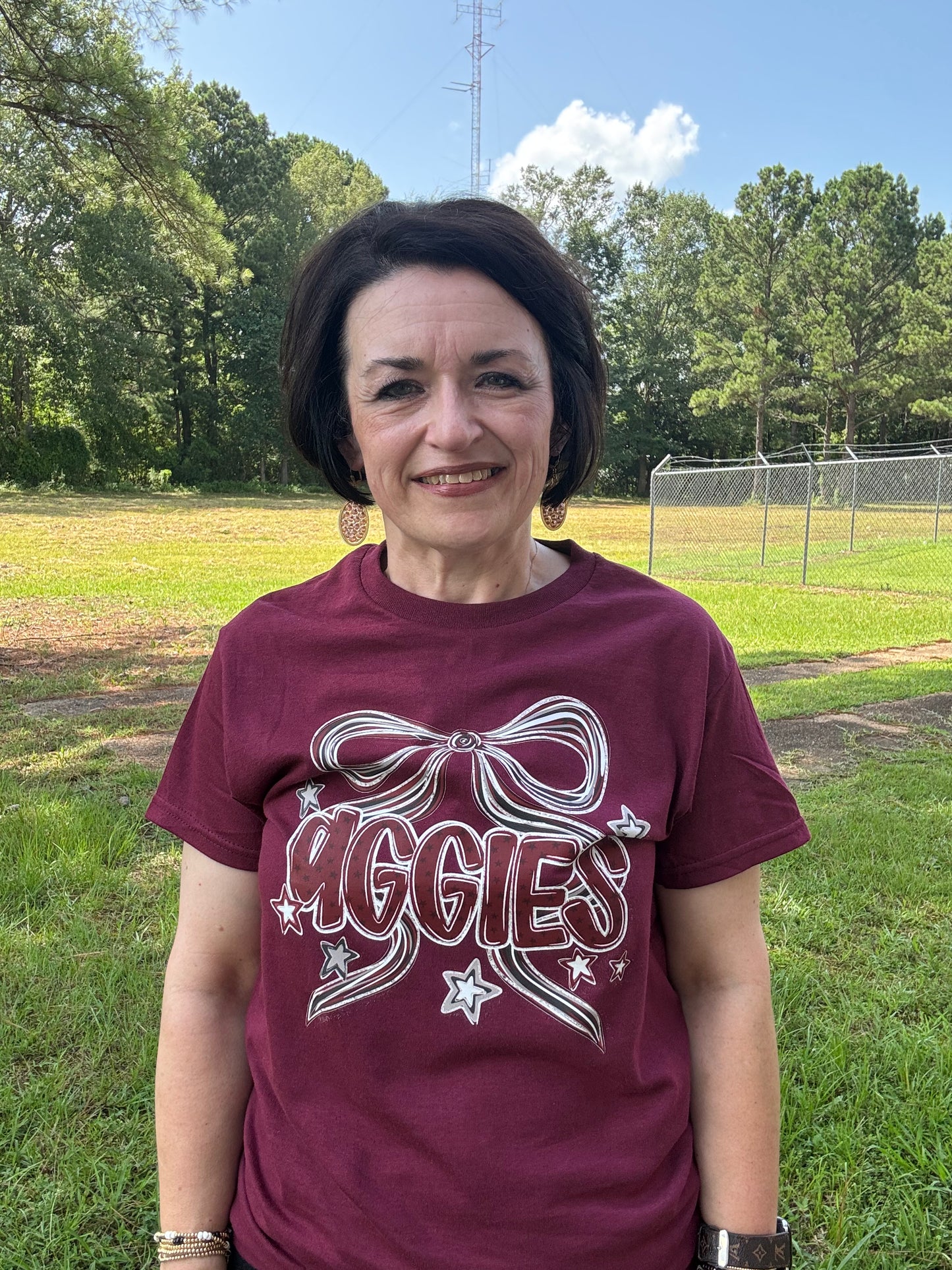Aggies starry bow tshirt