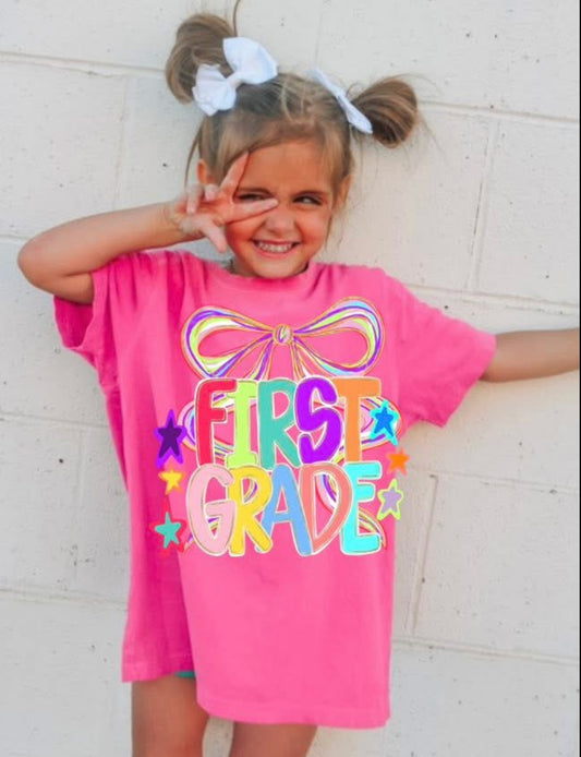 First Grade Bow Tee