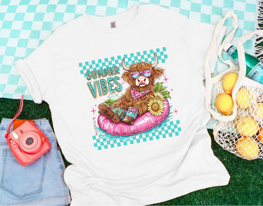 Summer vibes highland cow tshirt