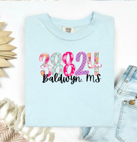 Zip code tshirt Baldwyn MS
