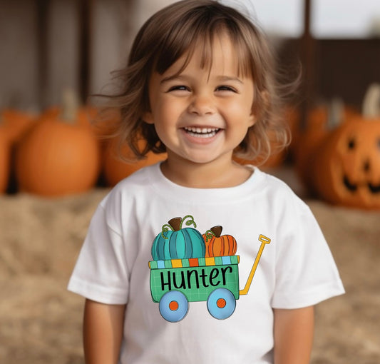 Pumpkin wagon tshirt boy
