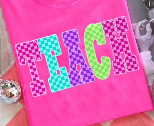 TEACH Checkered Tee