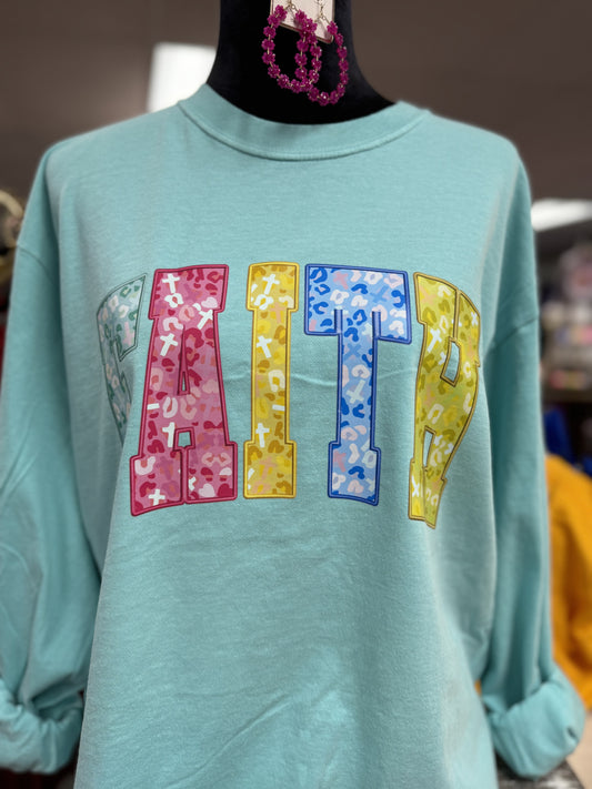 Faith chalky mint comfort color long sleeve tshirt