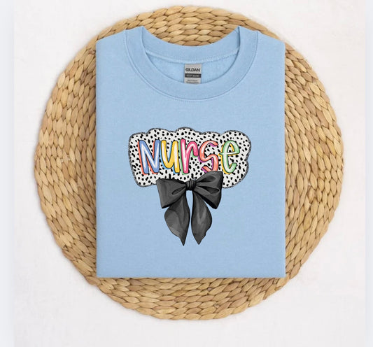 Nurse on Gildan light blue tshirt