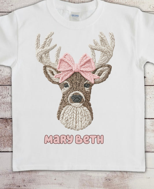 Deer with bow tshirt