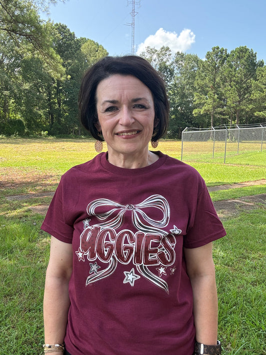 Aggies starry bow tshirt