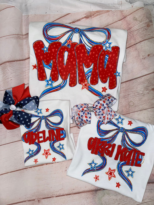 Custom patriotic bow tshirt